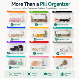 ❄️Summerfresh 50% OFF!💊14-Pouch Travel Medicine & Supplement Organiser – Removable Colour-Coded Zip Pouches with Binder Case